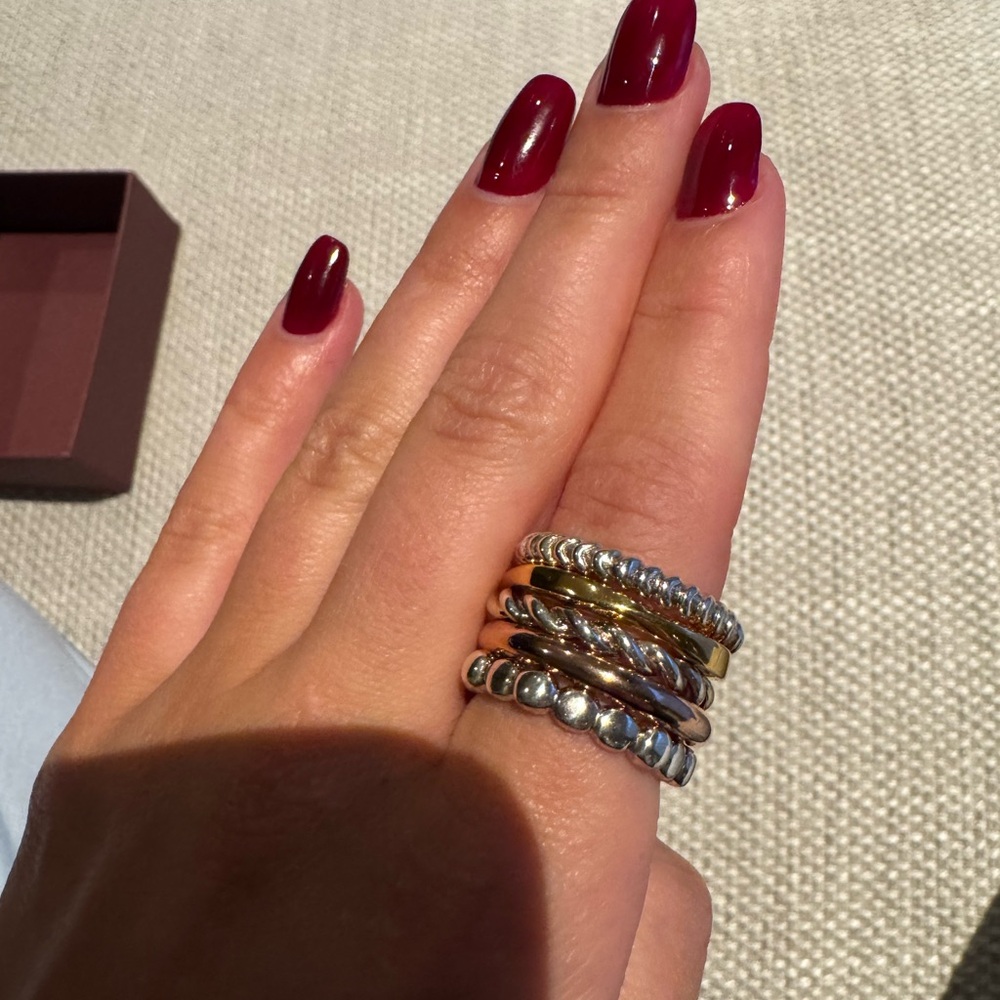 Chic Silver, Gold, and Rose Stacked Rings - Picture 5 of 5